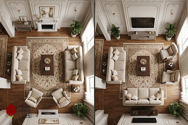 چیدن مبلمان نئوکلاسیک ۷ نفره